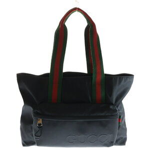 GUCCI Sherry Logo Tote Bag Handbag Black Nylon